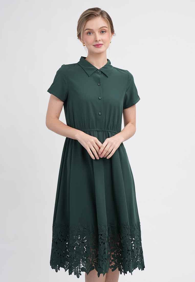 Martha Short Sleeve Collared Hem Dress