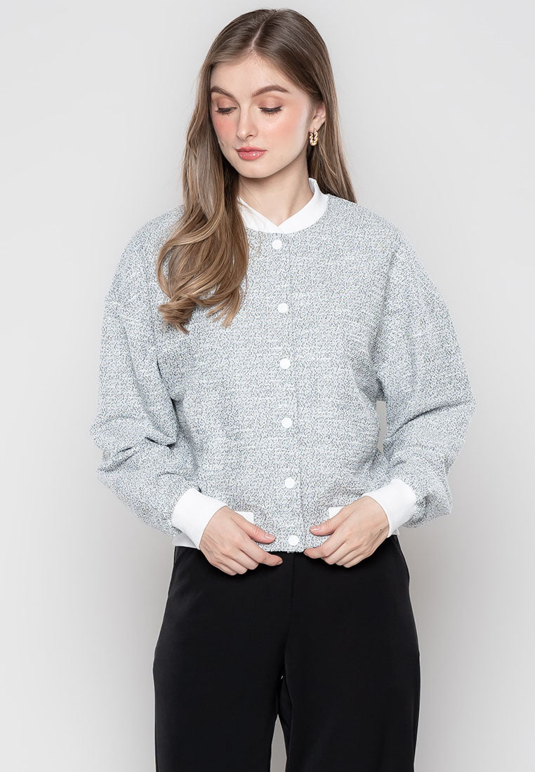 Kriselle Ann Knitted Jacket with Ribbing
