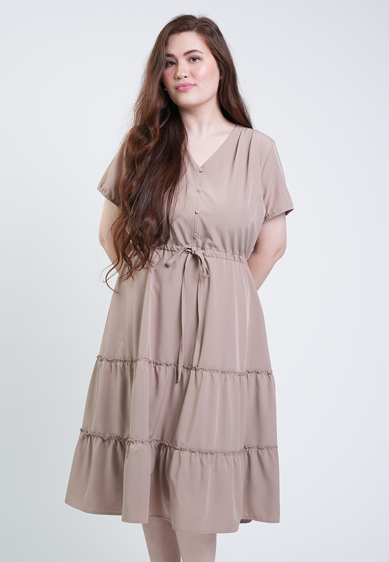 Milly Plus Size Thea Tiered Midi A-line Dress