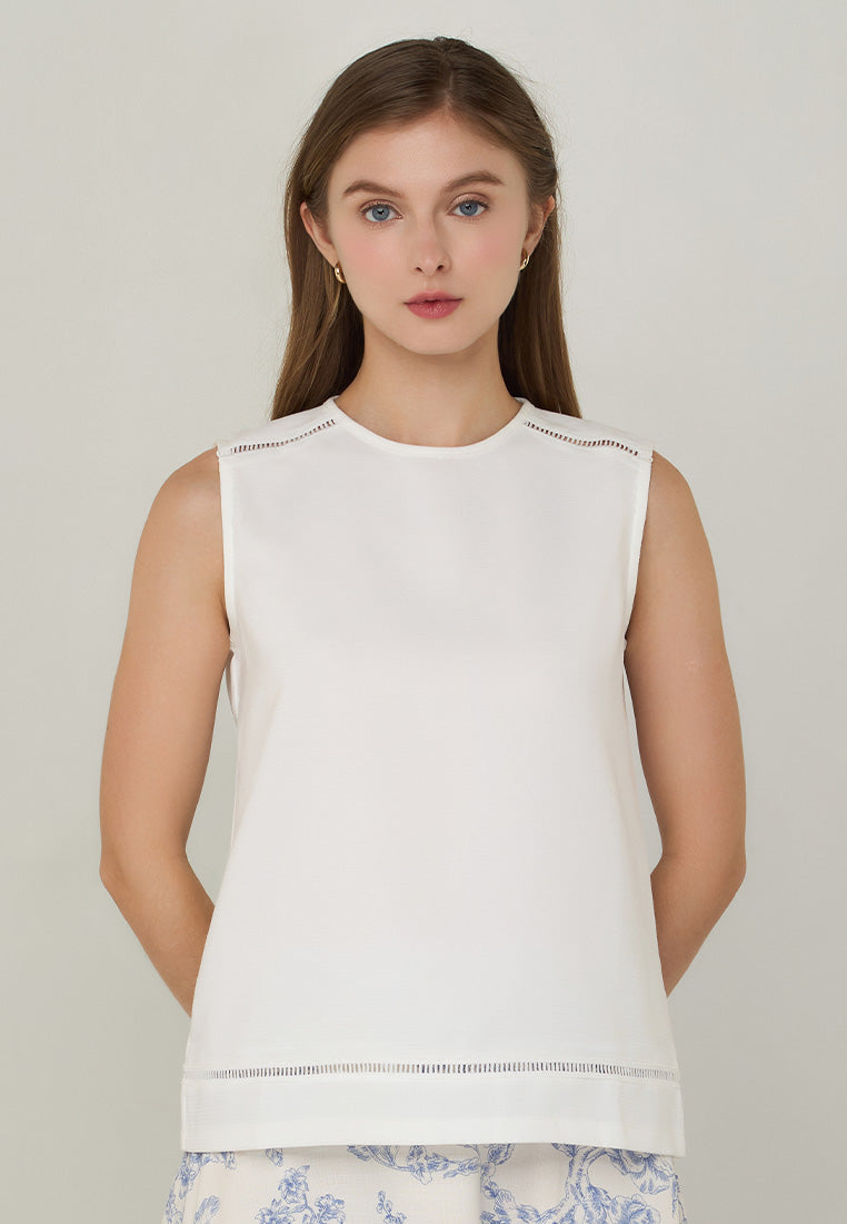 Ruella Sleeveless Top with Lace Trimming