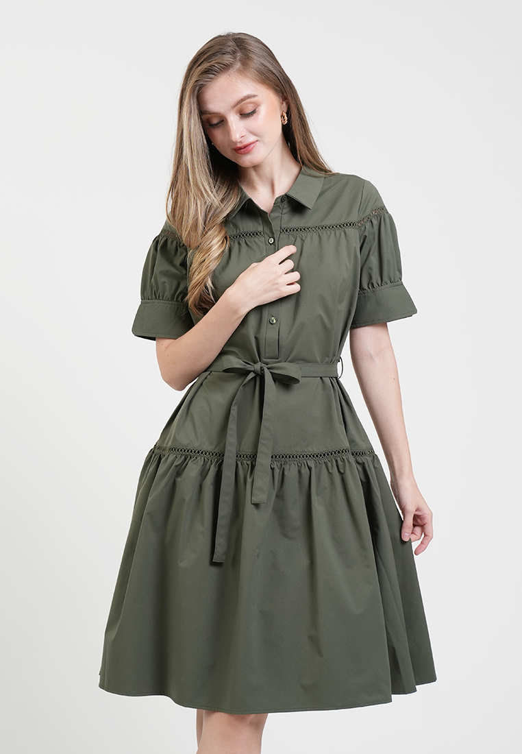 Katrina Eyelet Waist-Accent Dress