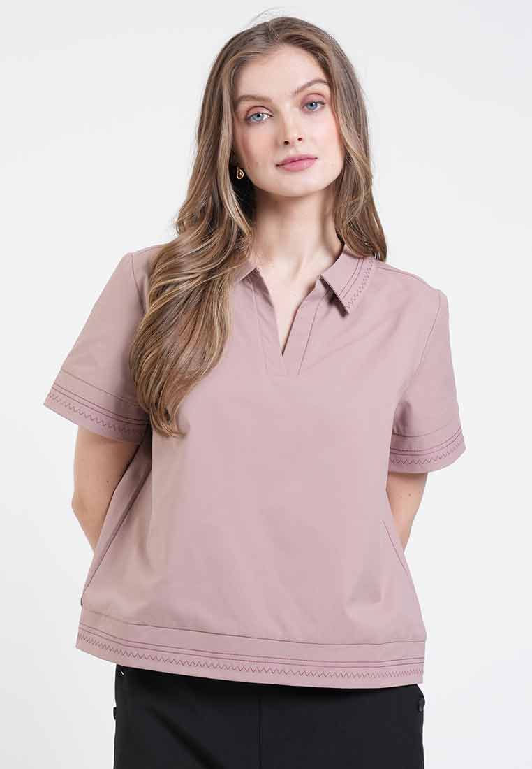 Camila Embroidered V-Neck Collar Top