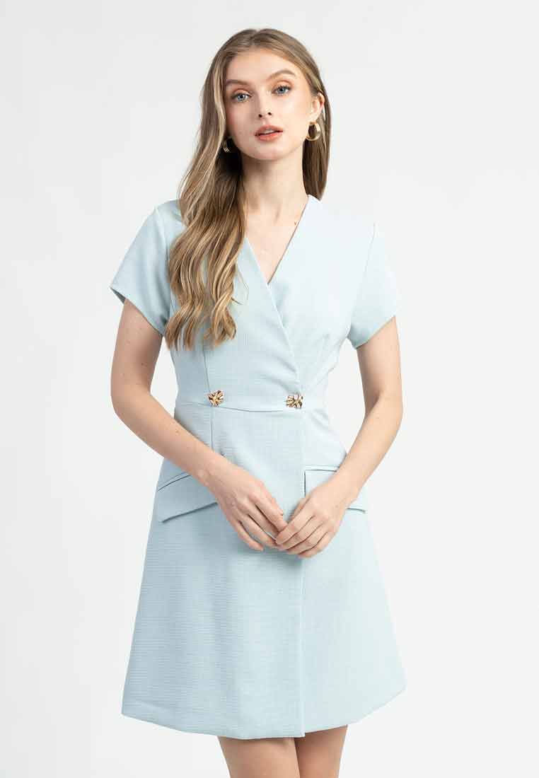 Nikki A-Line V-neck Short Sleeve Dress