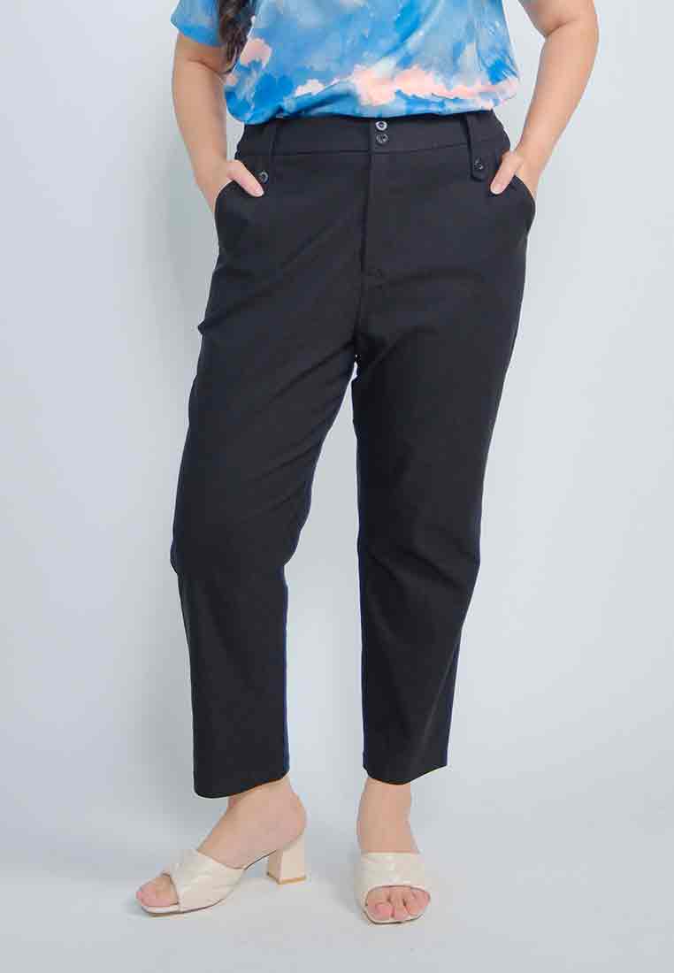Milly Plus Size Freya Slim Pants with Belt Loop Detail