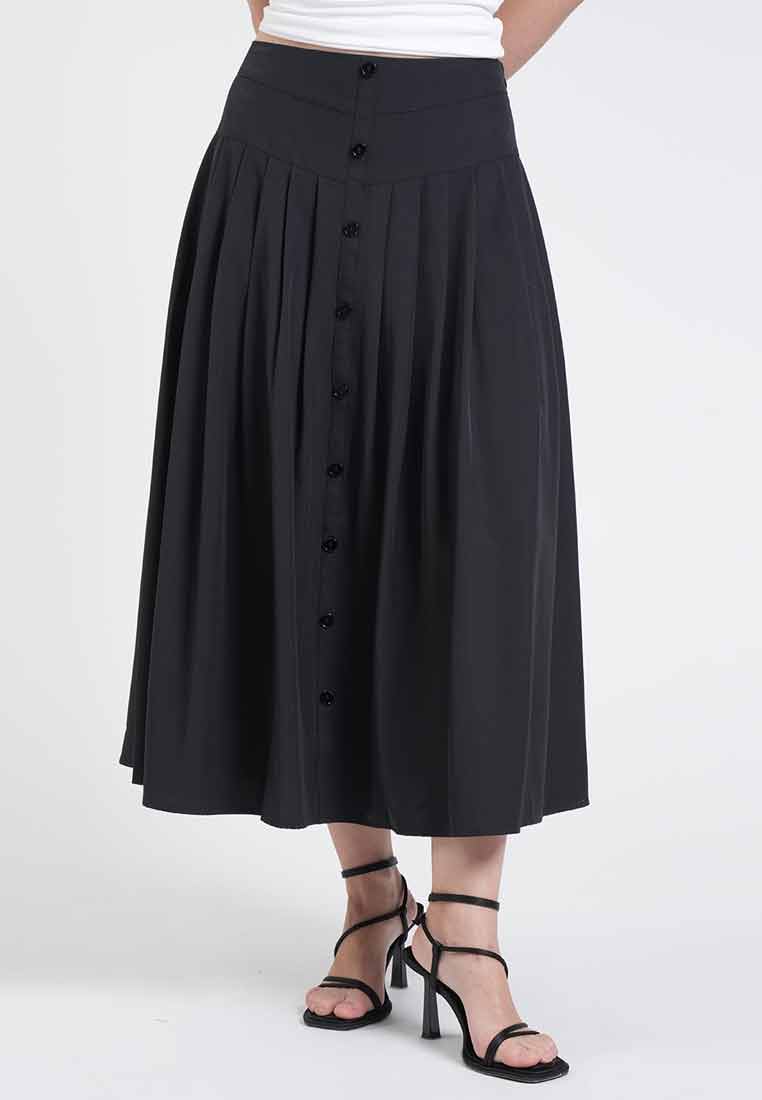 Kelsey Button A-Line Midi Skirt