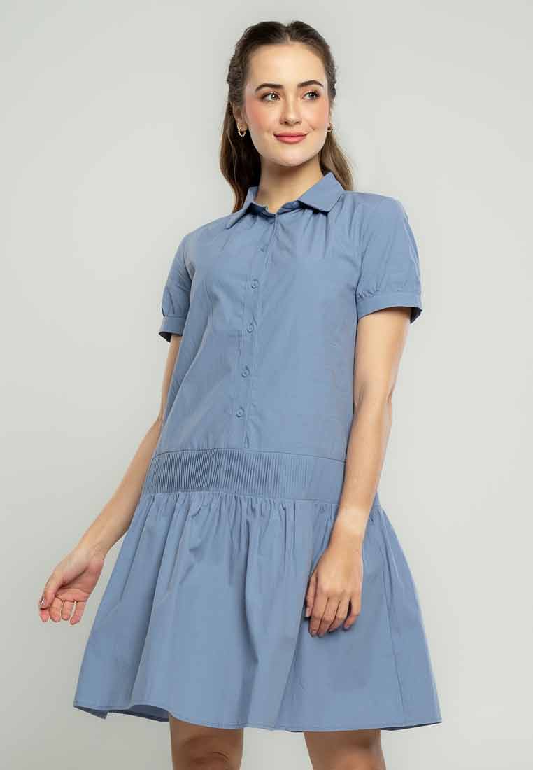 Rosy Collared Shirt Dress