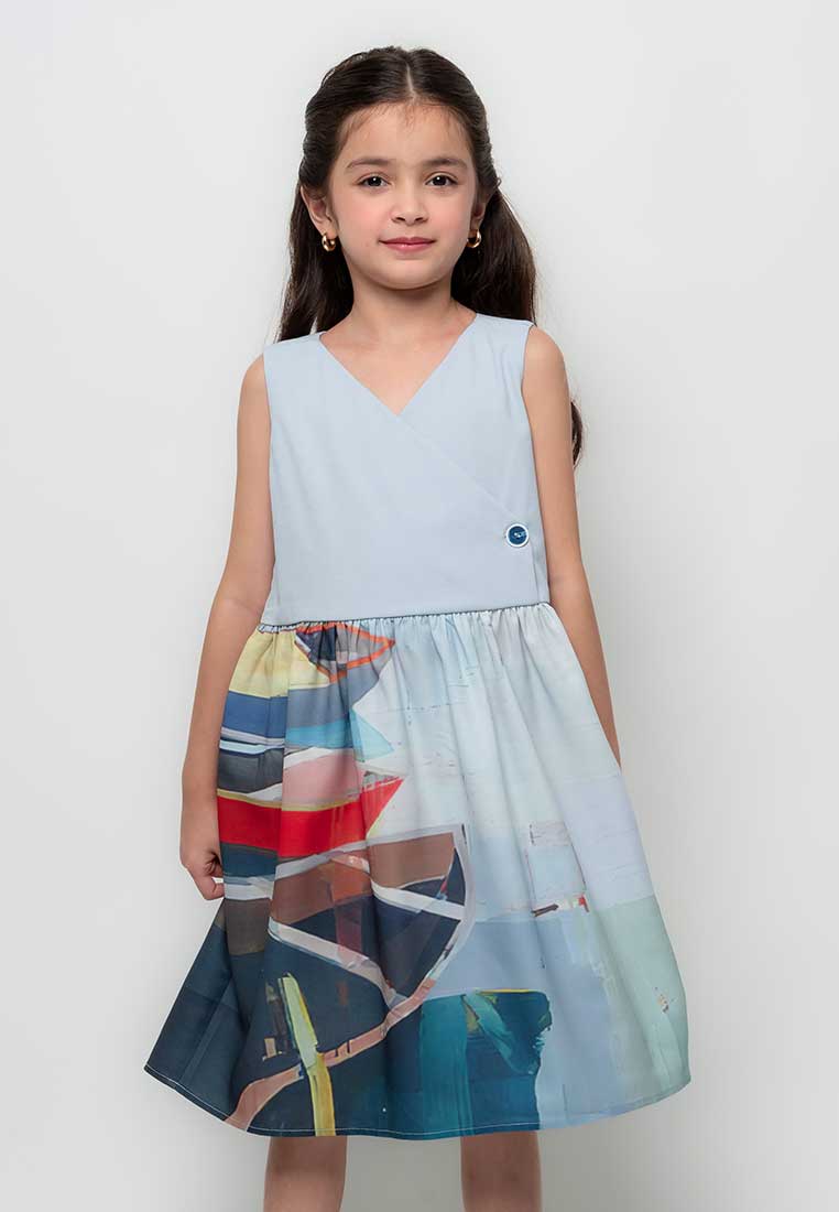 Treehouse Maisie Sleeveless Dress in Seascape print