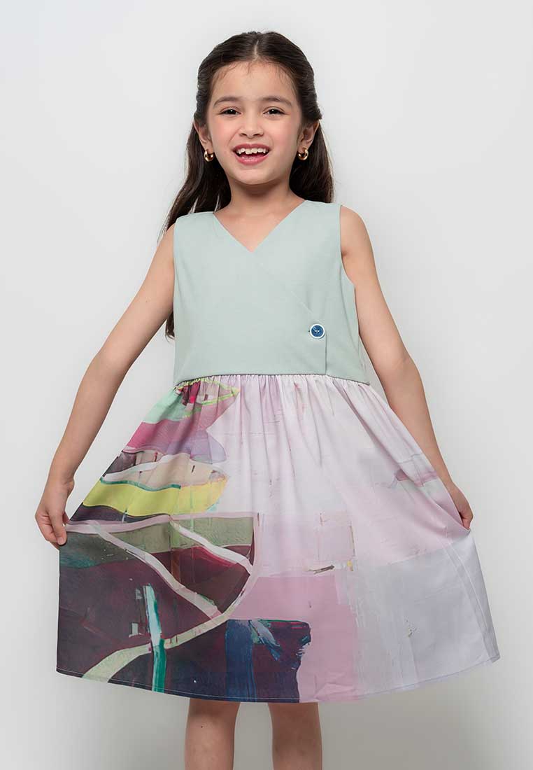 Treehouse Maisie Sleeveless Dress in Seascape print