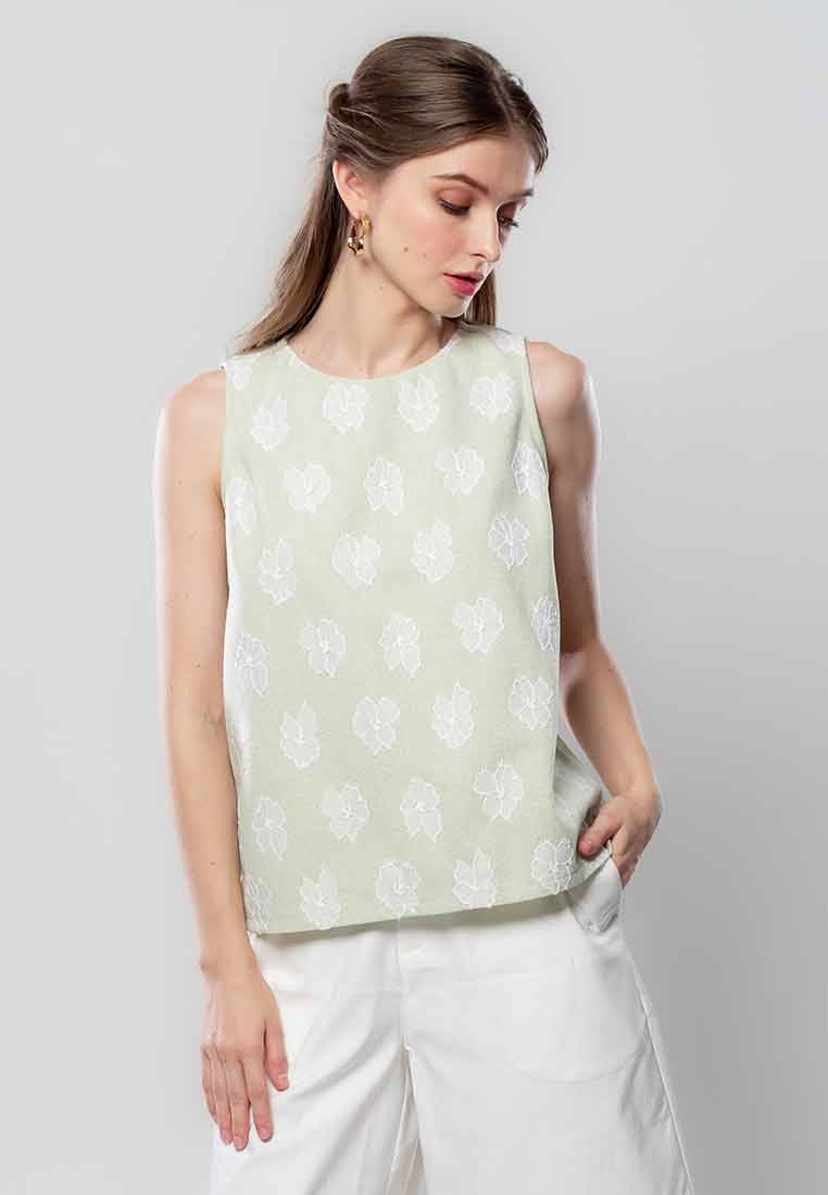 Paperdolls Elysia Rue Floral Embroidered Sleeveless Top