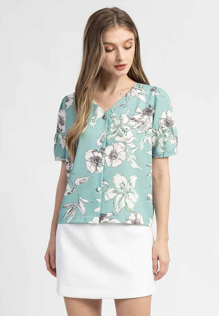 Nadine Floral Button-Up Blouse