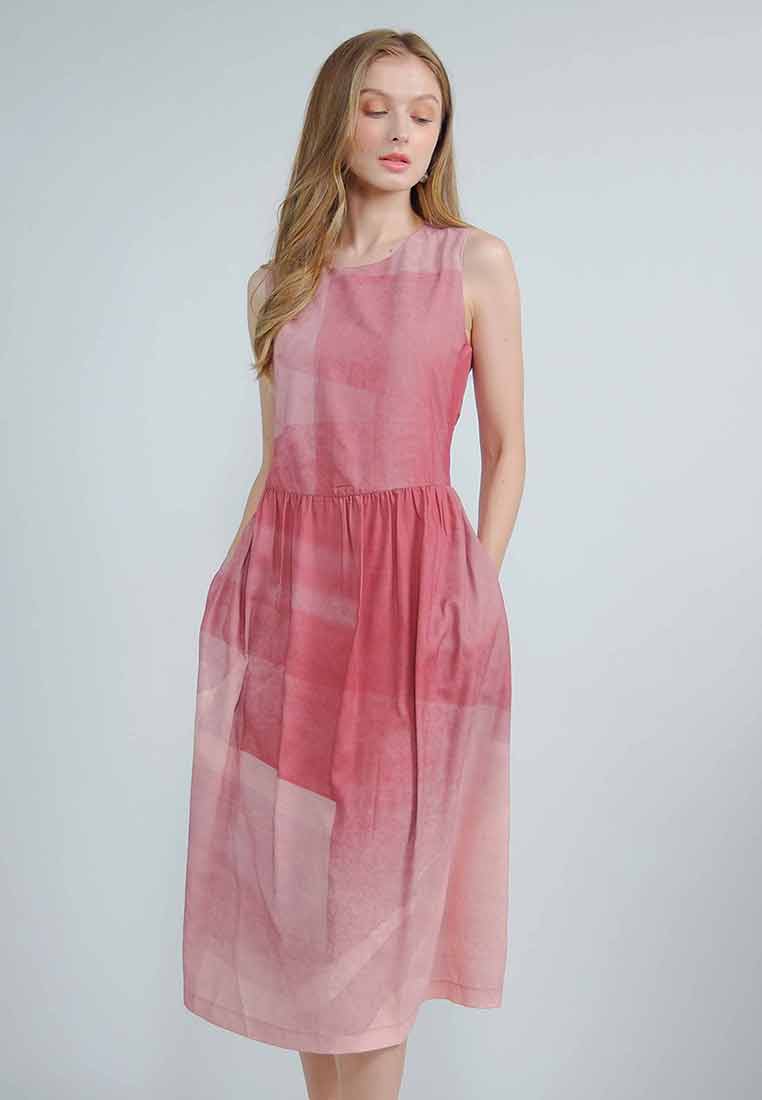 Solviennne Sleeveless Dress in Abstract Print