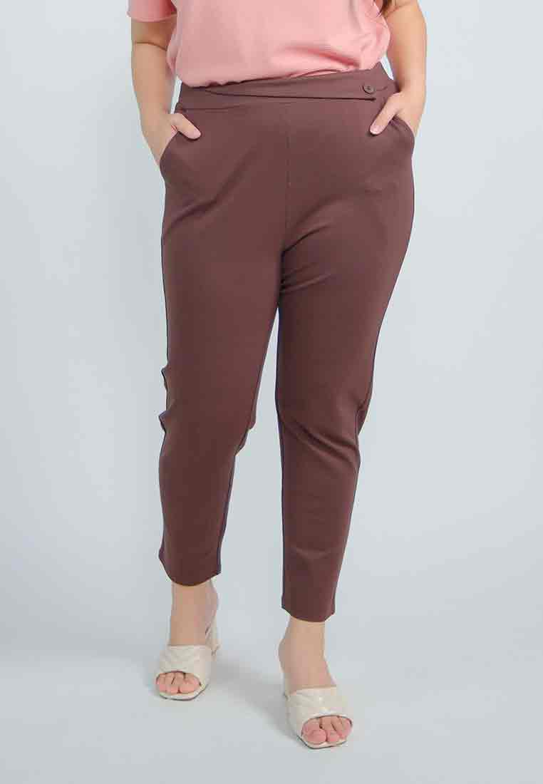 Milly Plus Size Wrenn Spandex Pants with Asymmetrical Tab Detail