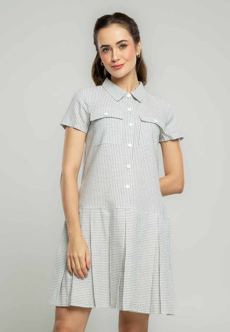 Laila Collared Shirt Dress in Pincheck Print