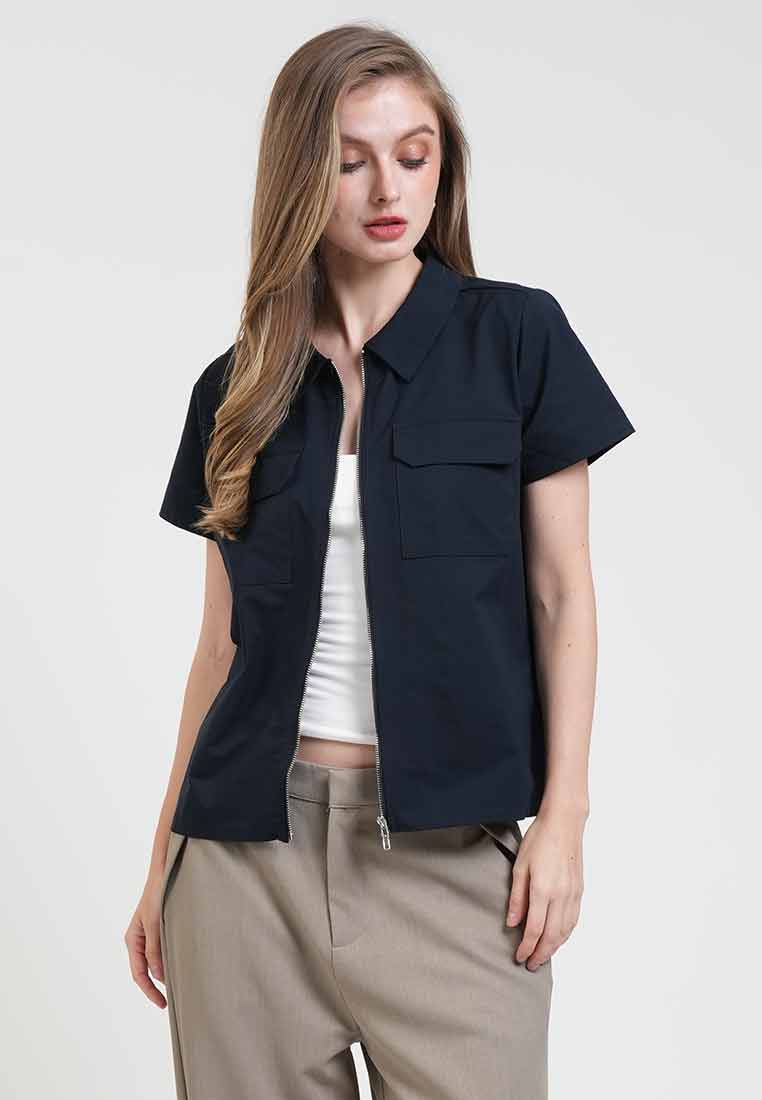 Lucia Zip-Front Utility Shirt