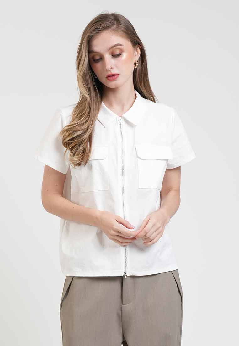 Lucia Zip-Front Utility Shirt