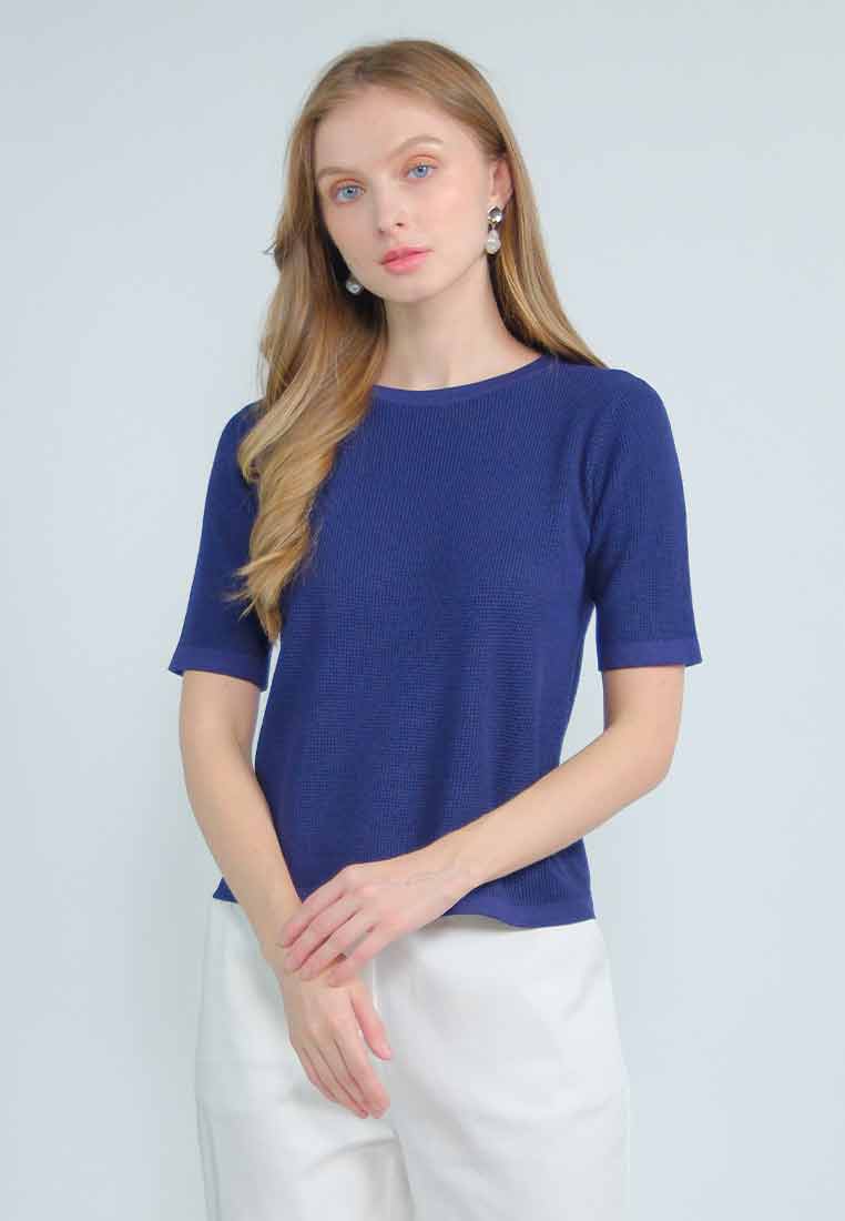 Isolyn Knitted Top with Tone on Tone Ribbing