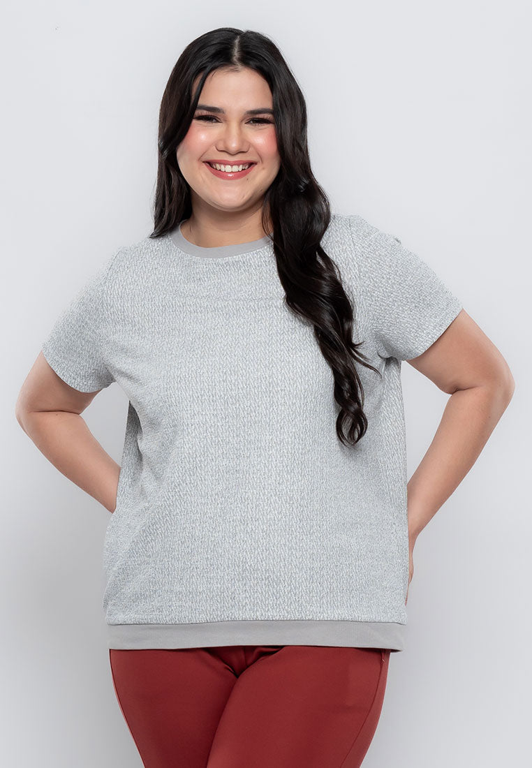 Milly Plus Size Gracelyn Round Neck Knit Top with Texture