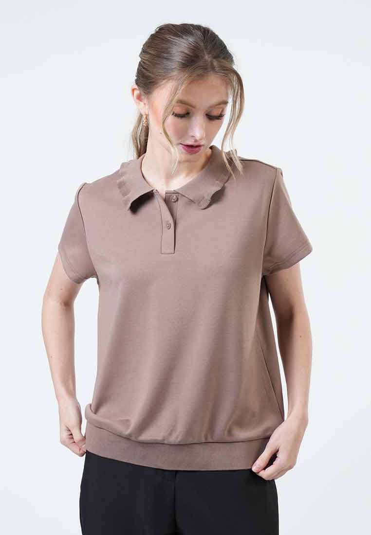 Gwenneth Petal-Edge Collared Knit Top