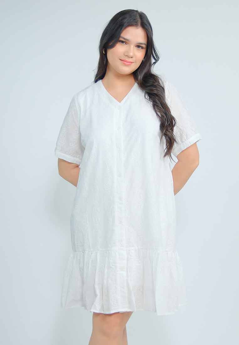 Milly Plus Size Daleyza Eyelet Button-down Flounce Dress