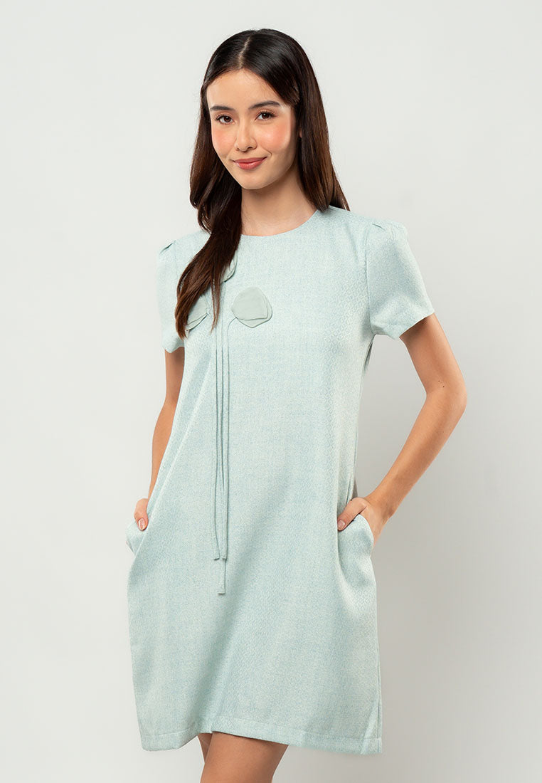 Denise Floral-Appliqué Shift Dress