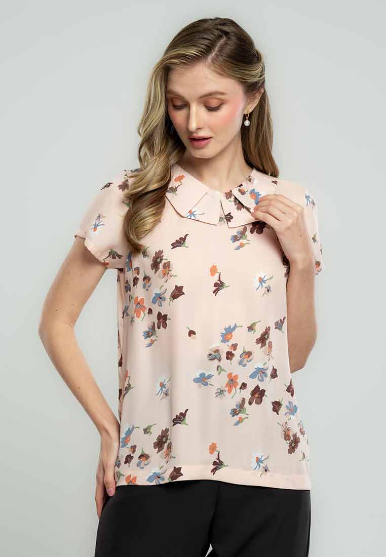 Blush Blossom Petal-Collar Blouse