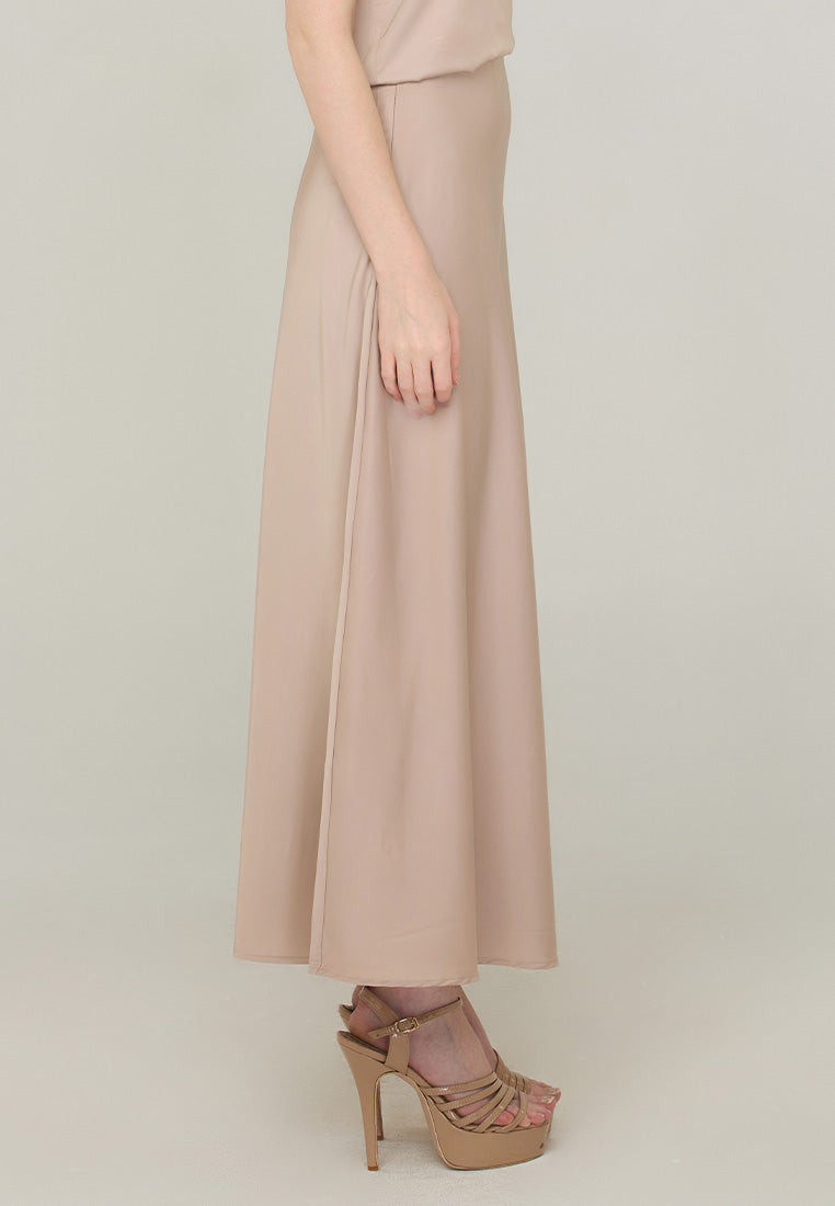 Jianna A-Line Maxi Skirt in Satin Fabric