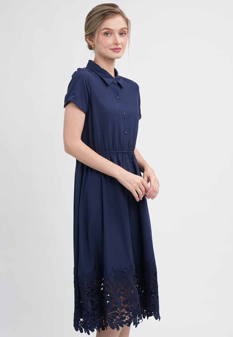 Martha Short Sleeve Collared Hem Dress