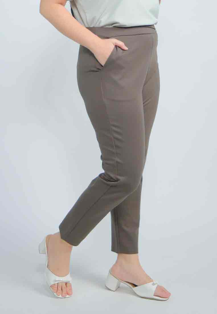 Milly Plus Size Wrenn Spandex Pants with Asymmetrical Tab Detail