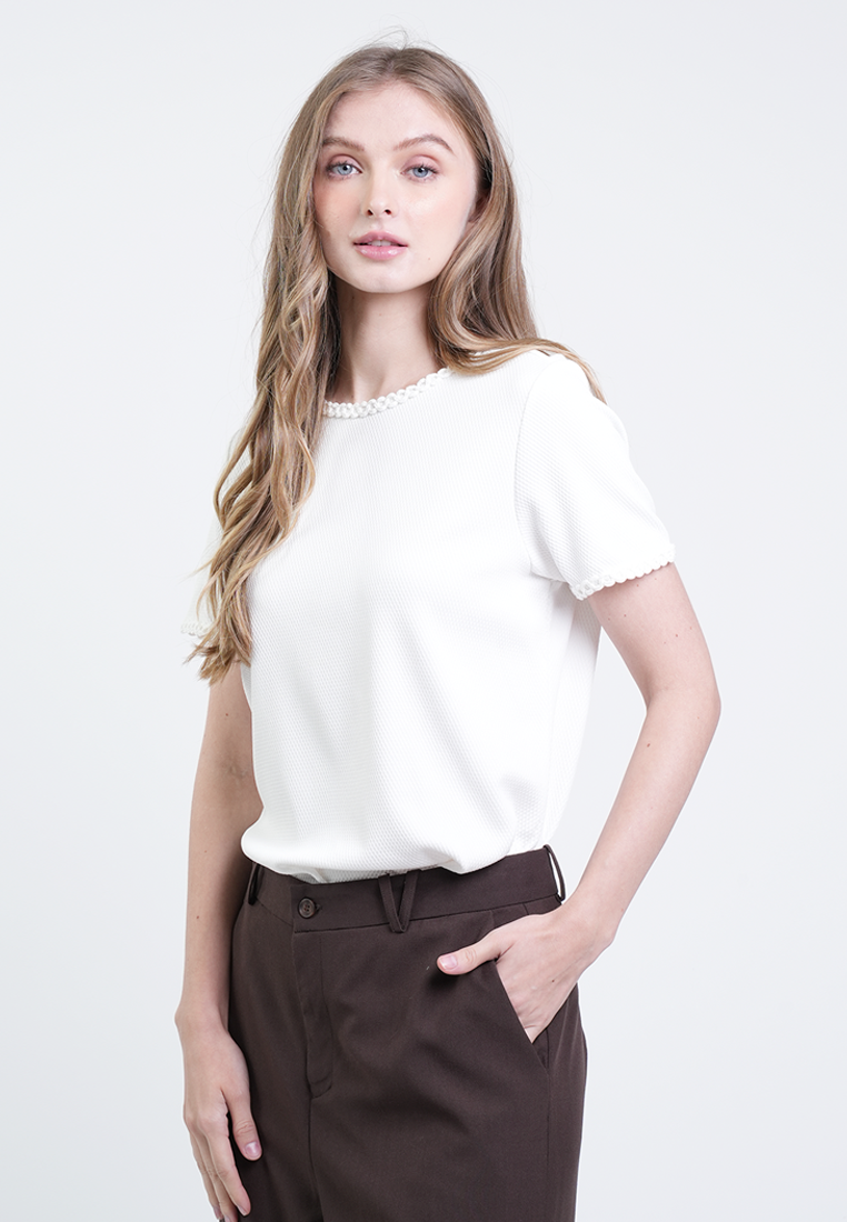 Naomi Crochet-Trim Textured Top