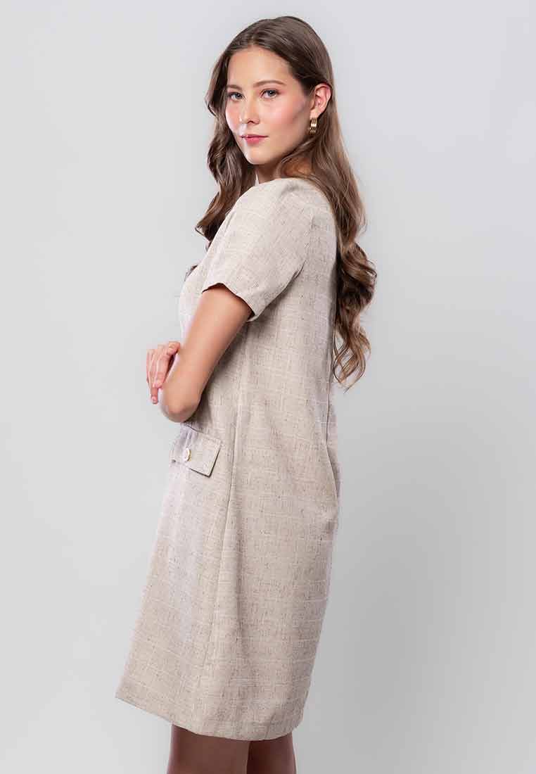 Bellamy Tweed Shift Dress with Front Pockets