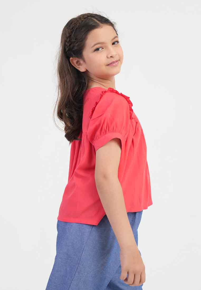 Treehouse Jade Ruffled Accent Girl’s Top
