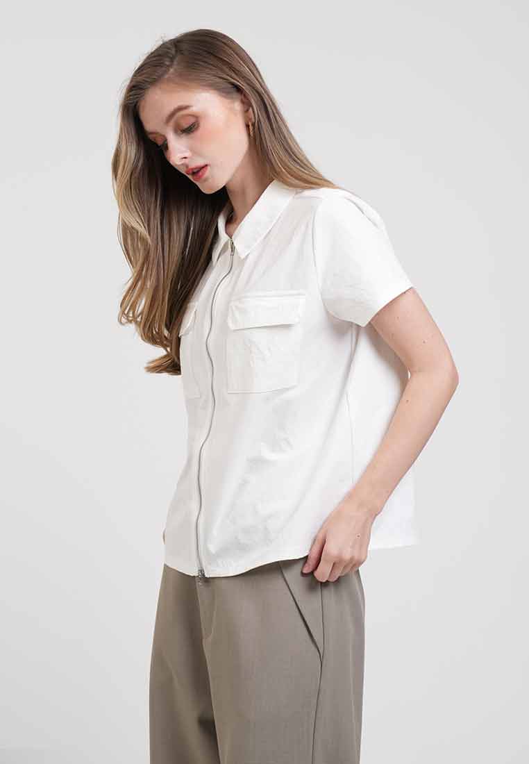 Lucia Zip-Front Utility Shirt