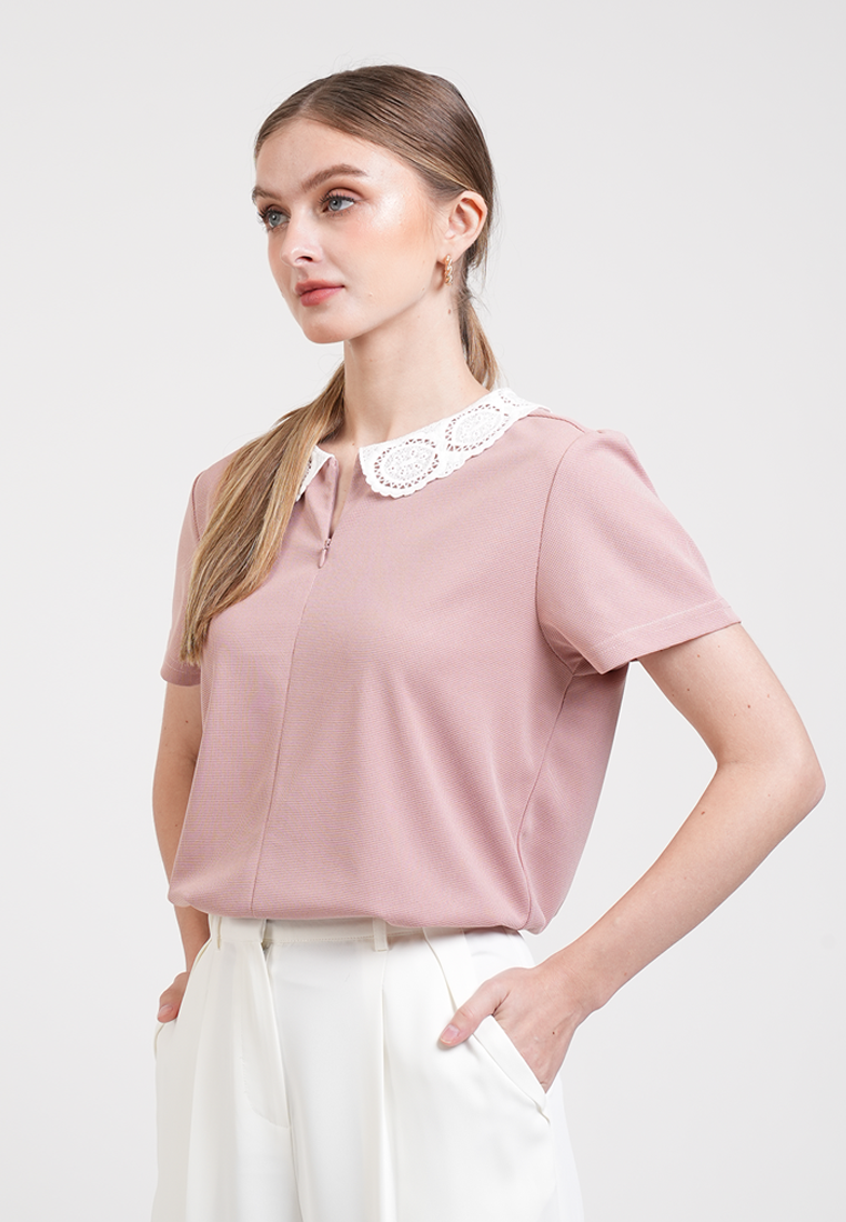 Gretchen Piped Quarter-Zip Top