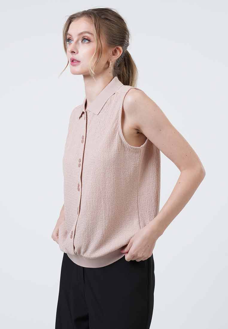 Nola Sleeveless Knit Polo Blouse