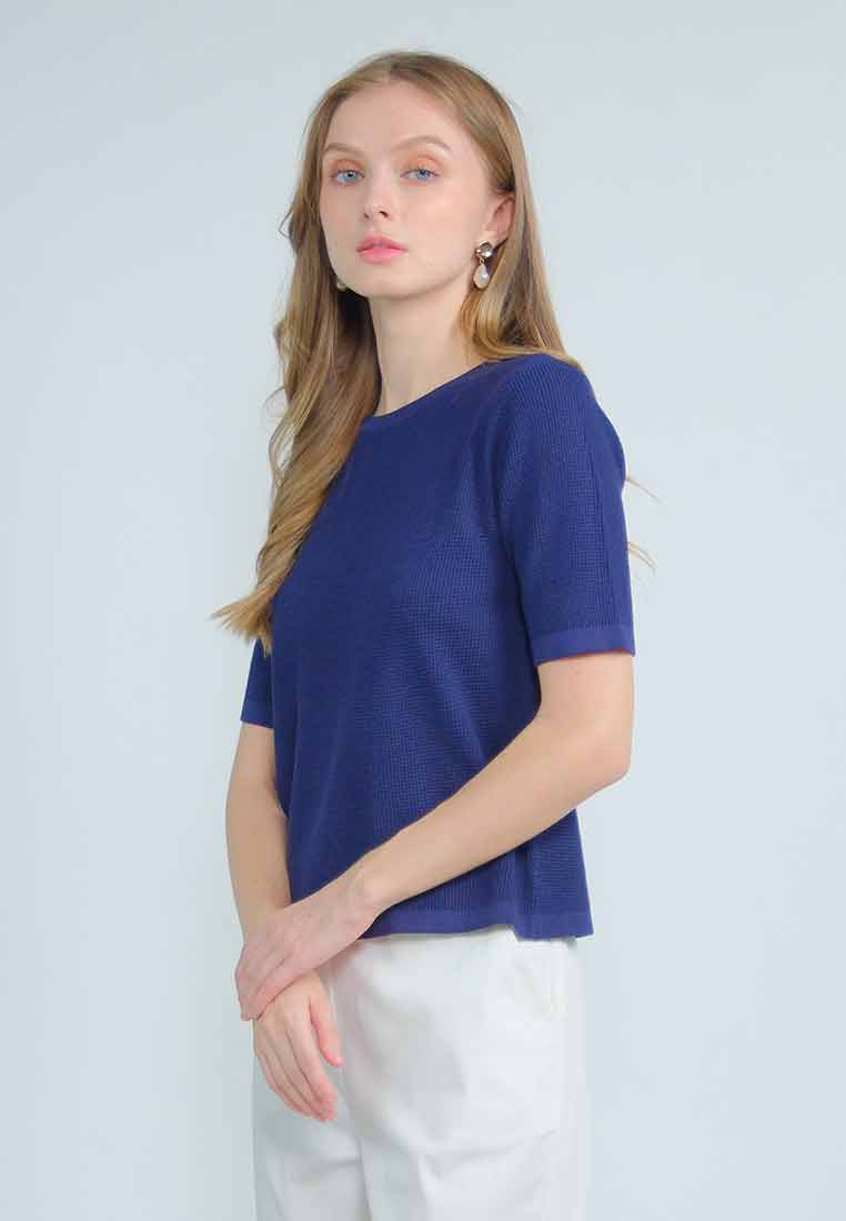 Isolyn Knitted Top with Tone on Tone Ribbing