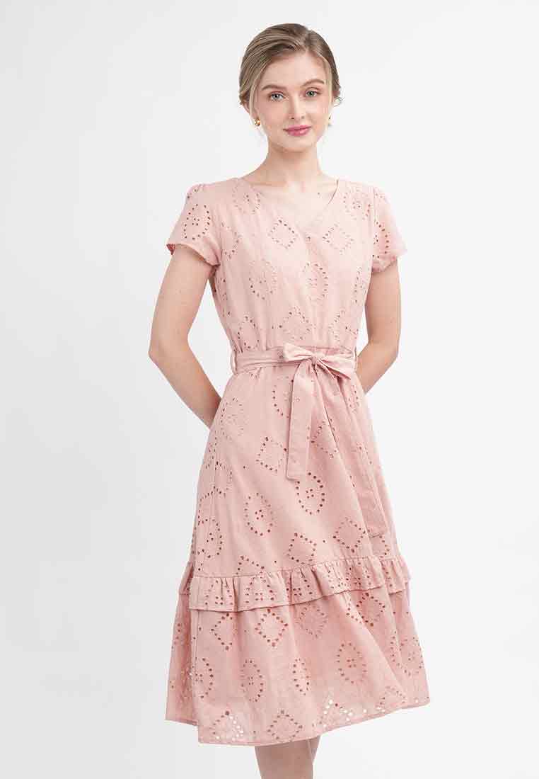 Elise Eyelet Tiered Midi Dress