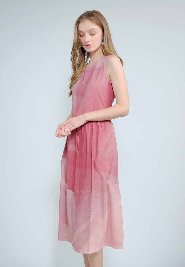 Solviennne Sleeveless Dress in Abstract Print