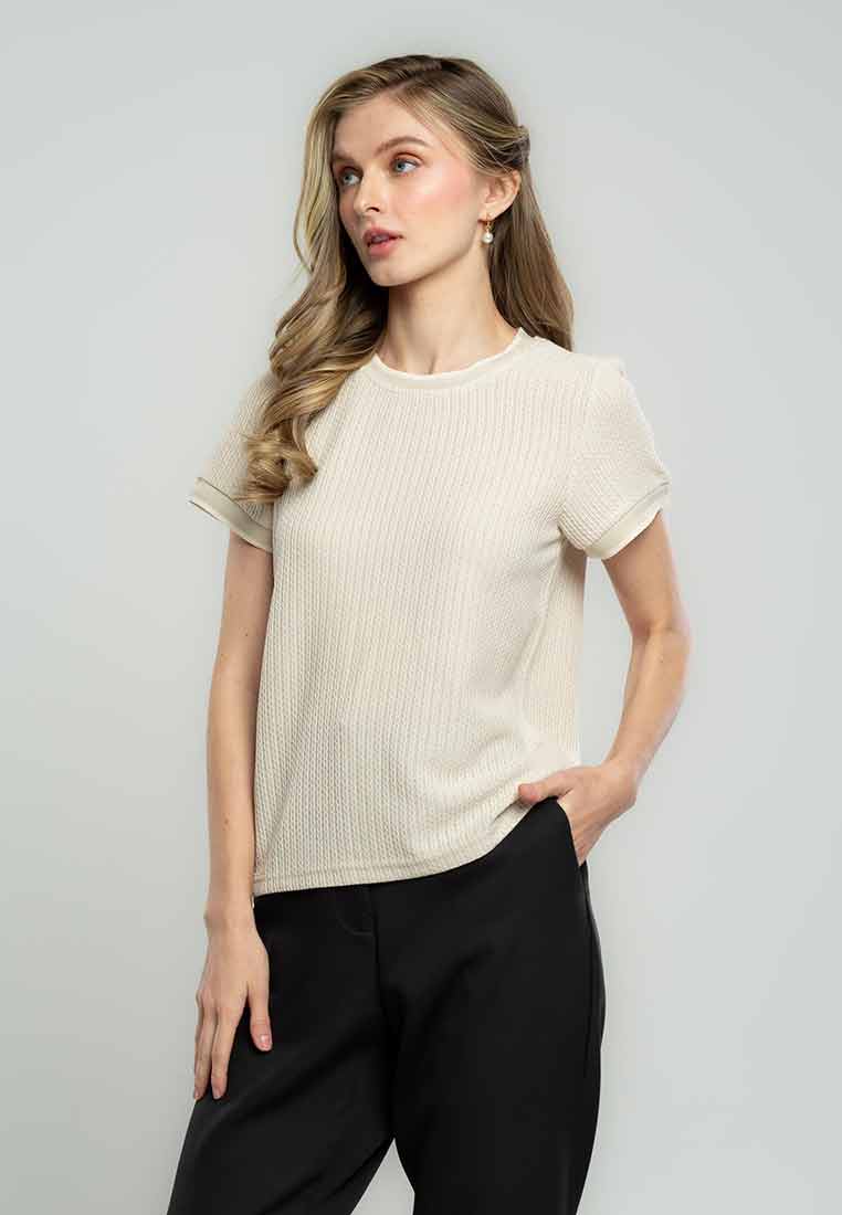 Arleth Textured Knit Top with Ribbing Detail