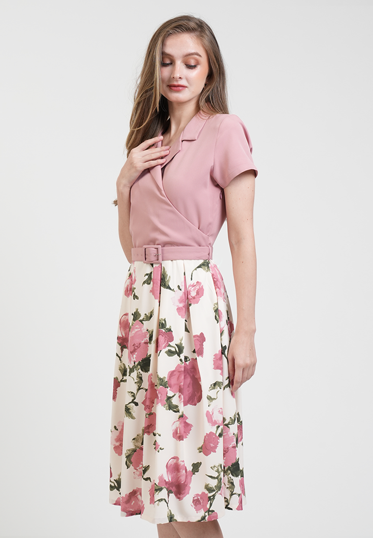 Stacey Floral Waist-Accent Dress