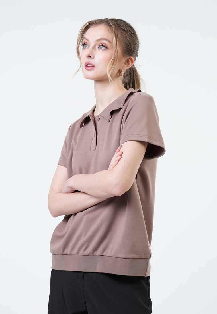Gwenneth Petal-Edge Collared Knit Top