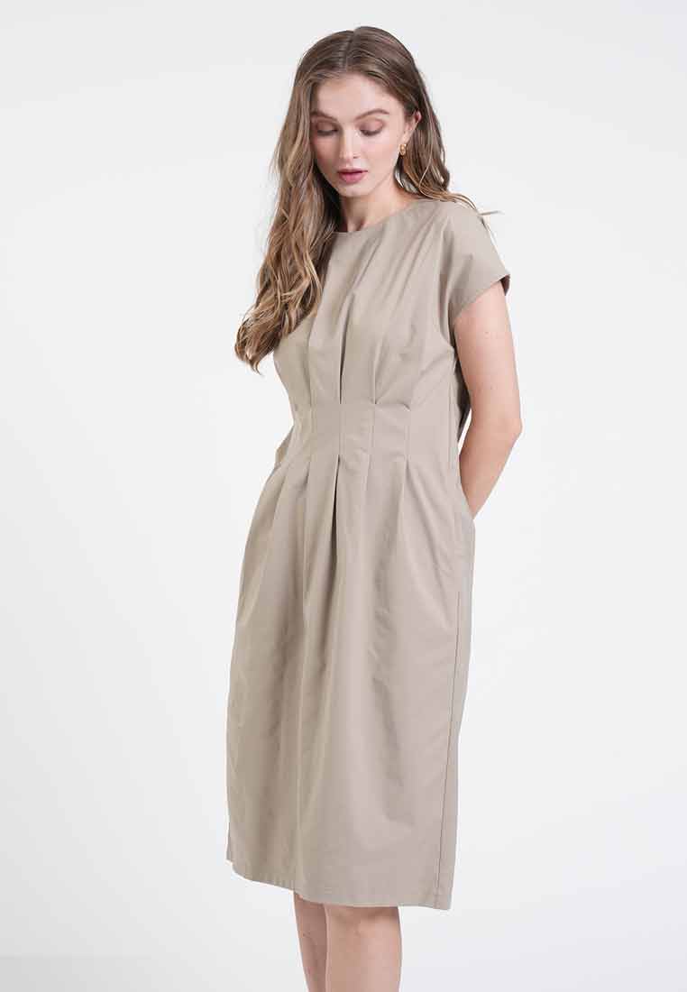 Sienna Terra Pintuck Midi Dress