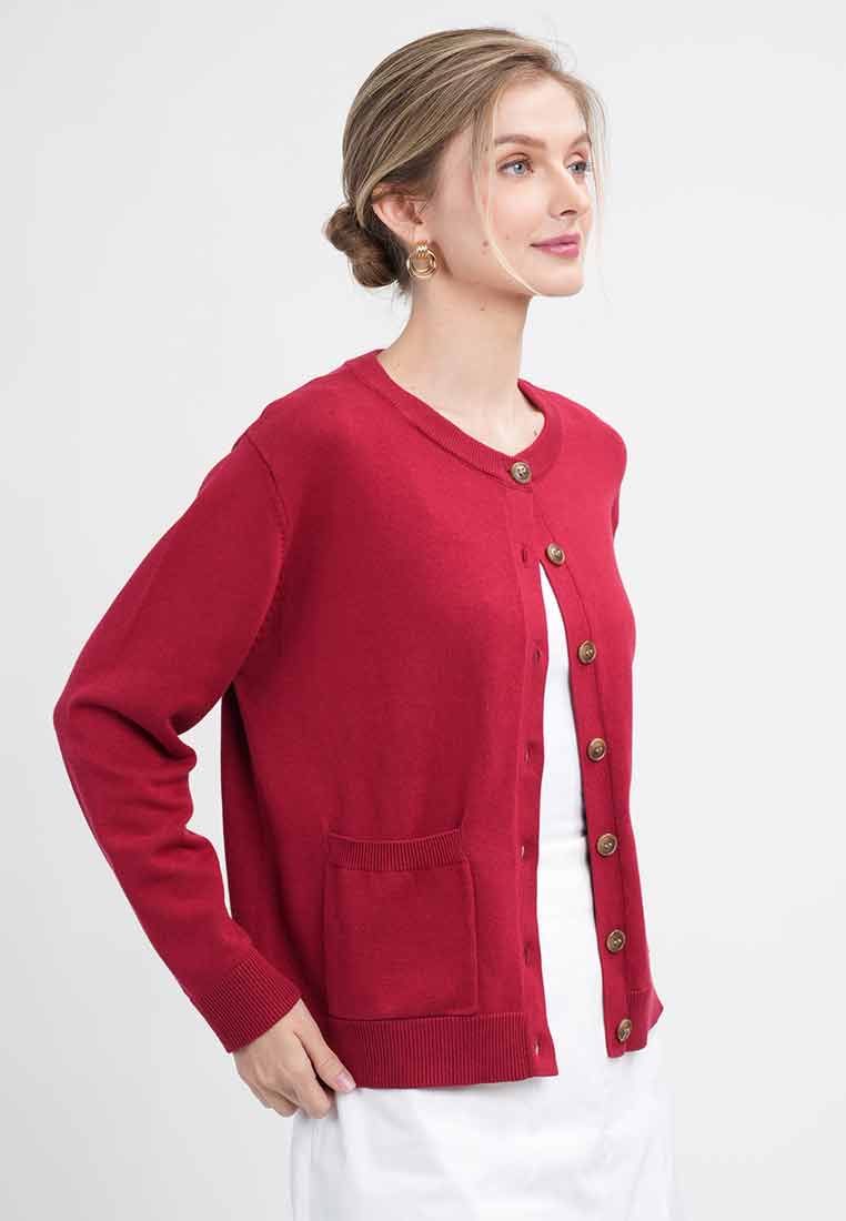 Liana Essential Knit Crewneck Cardigan with Pockets