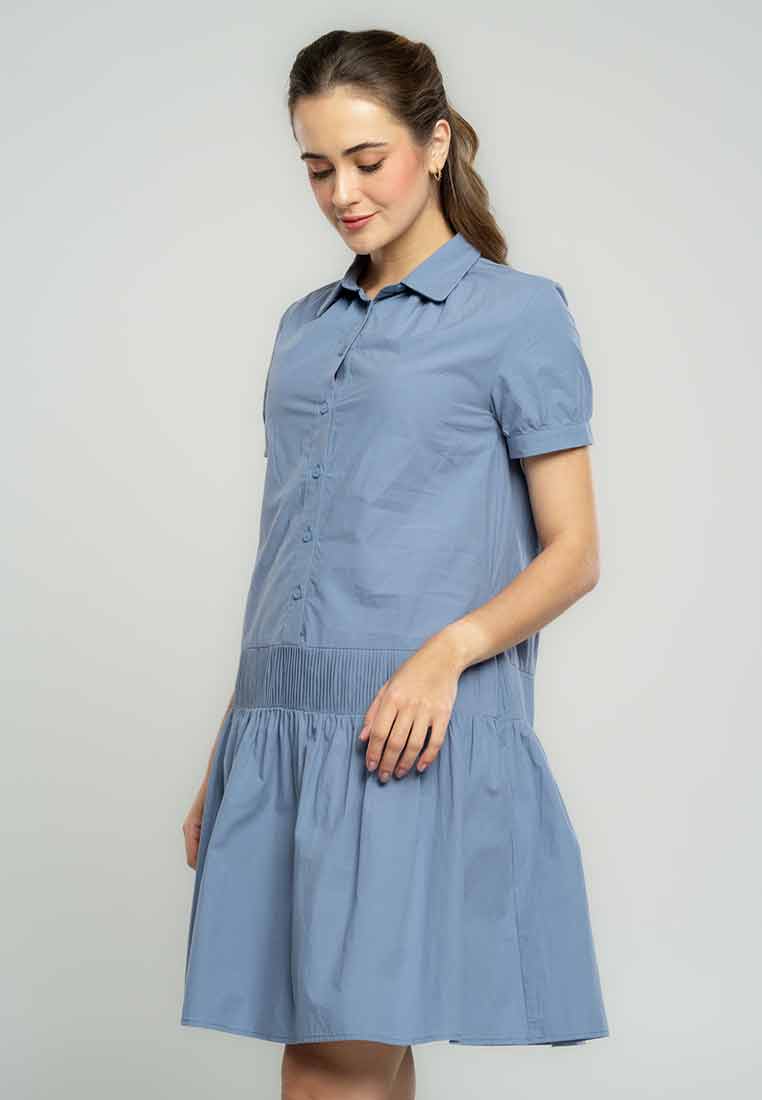 Rosy Collared Shirt Dress