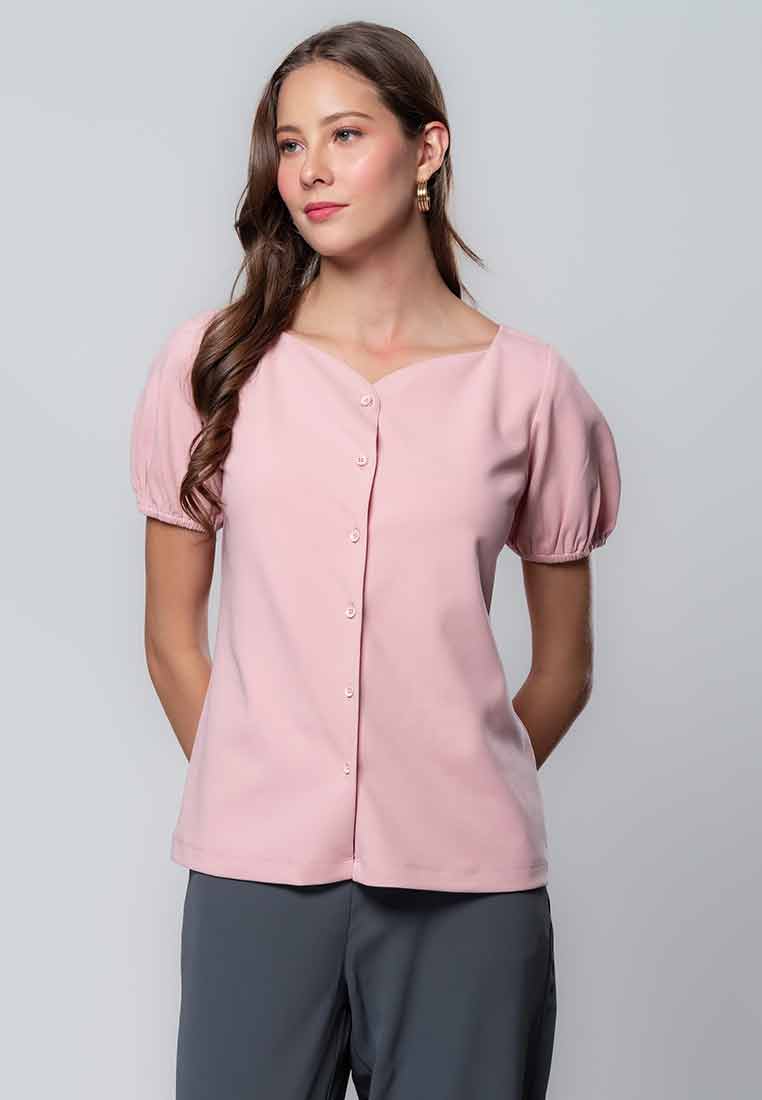 Lirienne Button-down Top with Sweetheart Neckline