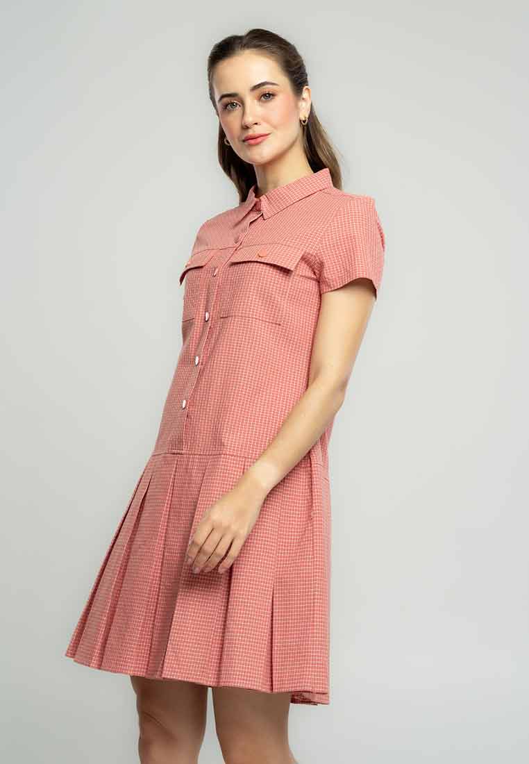 Laila Collared Shirt Dress in Pincheck Print