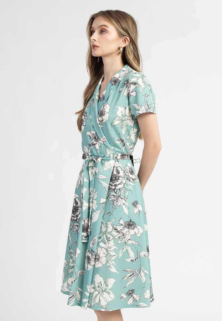 Nadia Floral Wrap A-Line Dres