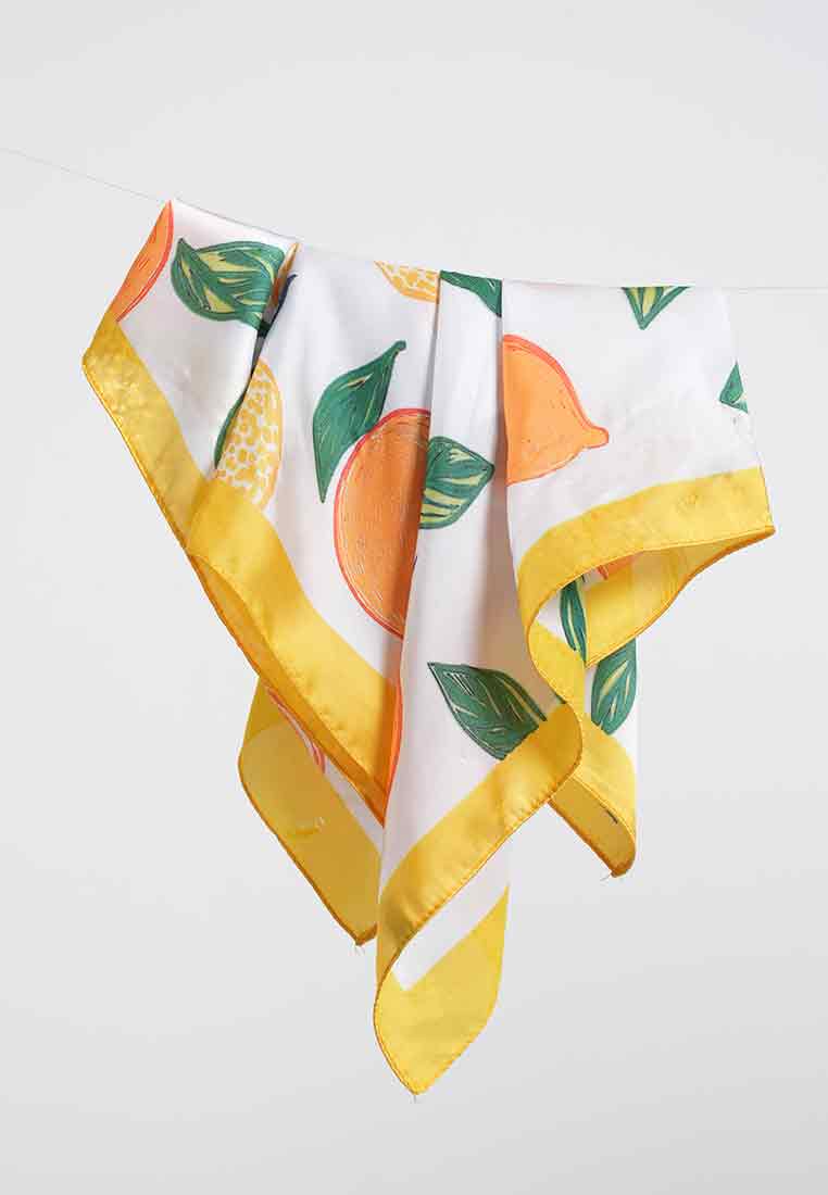 Orange and Lemon Print Square Scarf