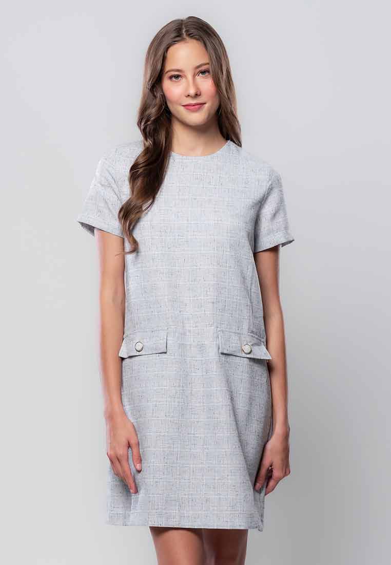 Bellamy Tweed Shift Dress with Front Pockets