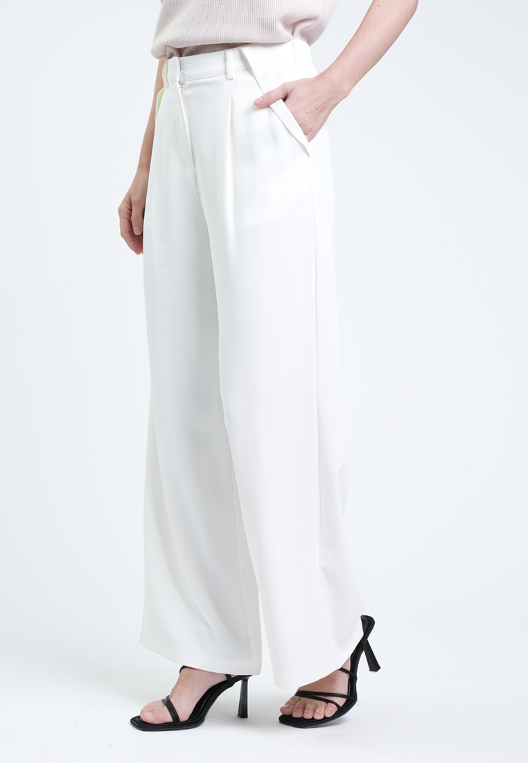 Marcelle Wide-Leg Pleated Pants