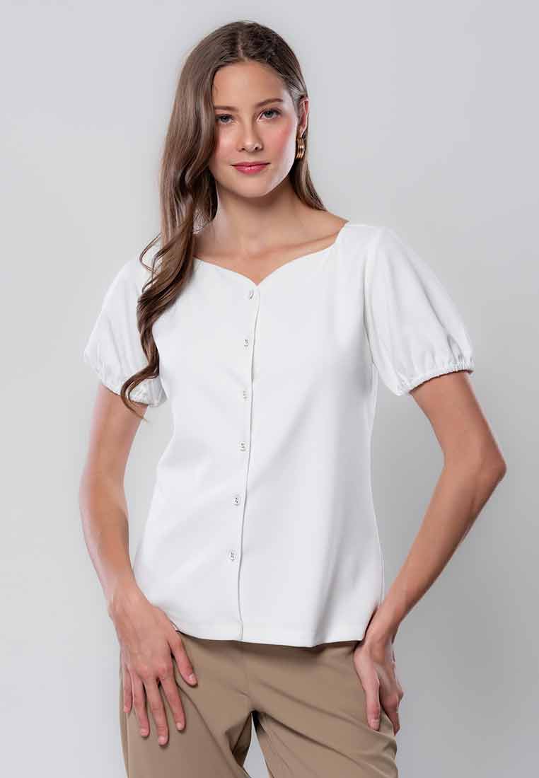 Lirienne Button-down Top with Sweetheart Neckline
